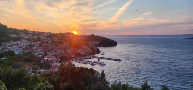 Sunset over Račišće and the Adriatic